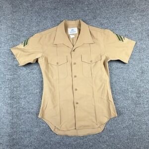 DSCP Valor Collection Shirt Mens Large Beige Khaki Short Sleeve Military Uniform